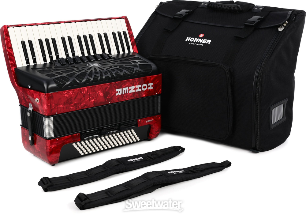 Hohner BRAVO III 96, SILENTKEY, RED