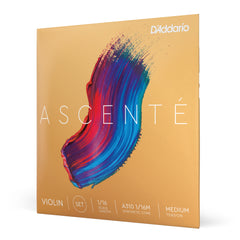 D'Addario Ascenté Violin String Set, 1/16 Scale, Medium Tension