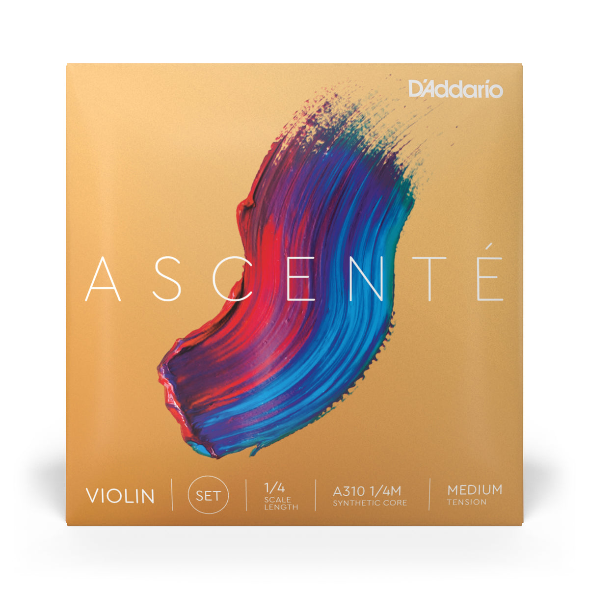 D'Addario Ascenté Violin String Set, 1/4 Scale, Medium Tension