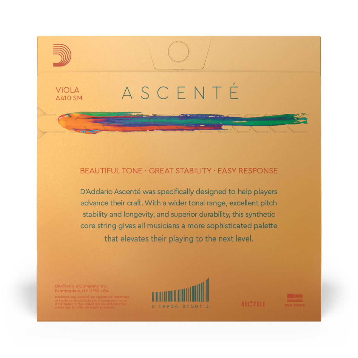 D'Addario Ascenté Viola String Set, Short Scale, Medium Tension