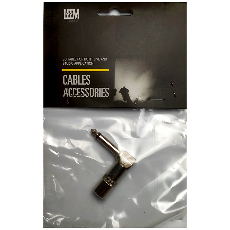 Leem 1/4" Metal Mono Right-Angled Cable Jack Plug (Pk-1)