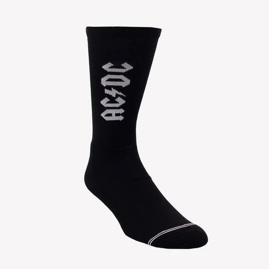 Perris Licensed AC/DC "Lightning Strikes" Large Crew Socks in Black (1-Pair)