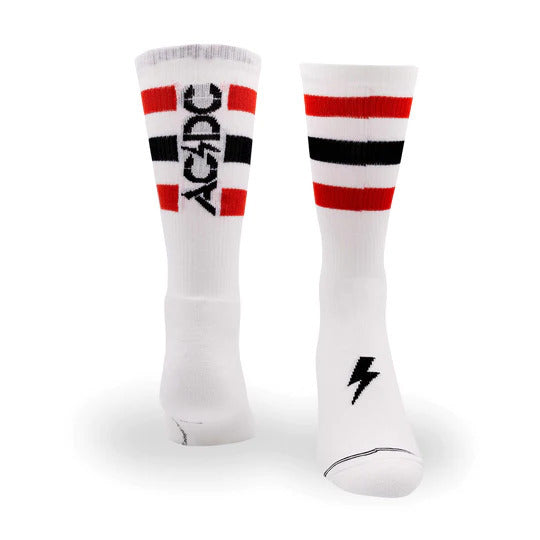 Perris Licensed AC/DC "High Voltage" Large Crew Socks in White (1-Pair)