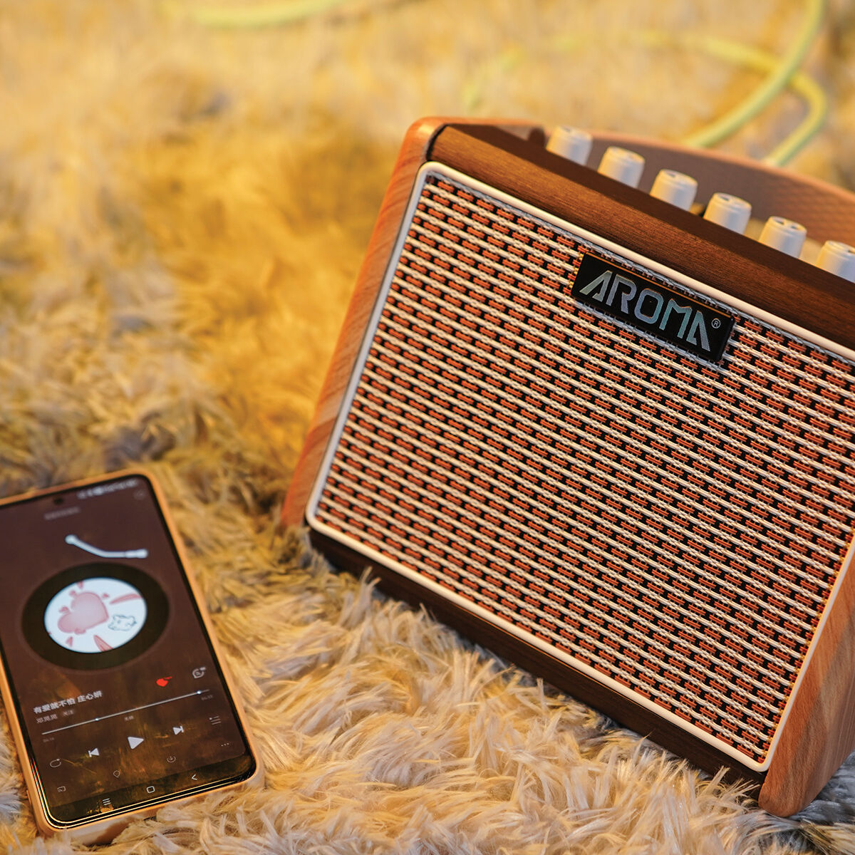 Aroma 15W Acoustic Guitar Rechargeable Amplifier with Drum Machine and Mic input [AG-15AML]