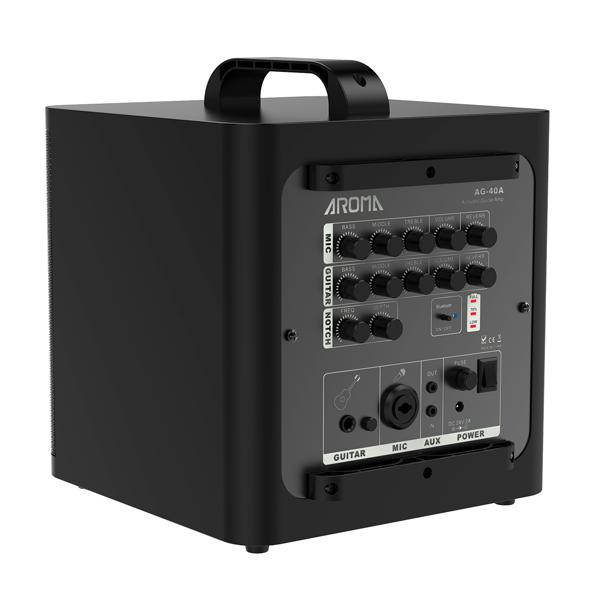 Aroma AG40A 40W Rechargeable Acoustic Guitar Amplifier Black