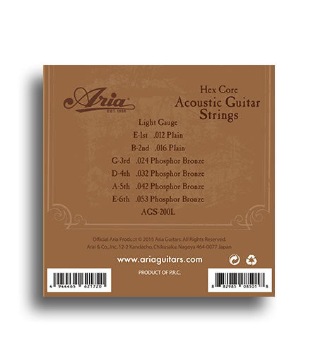 Aria Phosphor Bronze Light Gauge Guitar String Set (12-53)