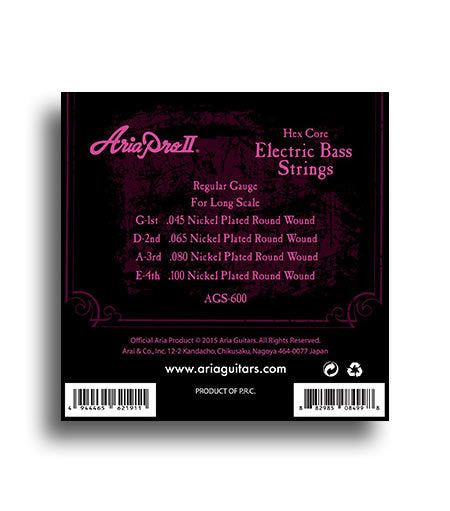 Aria Electric Bass Regular Gauge Long Scale String Set (45-100)