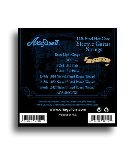 Aria Electric Guitar Extra Light Gauge Coated String Set (9-42)