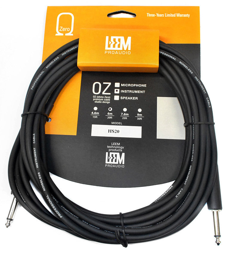Leem 20ft Heatshrink Instrument Cable (1/4