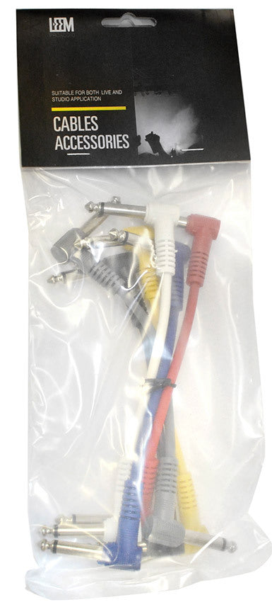 Leem 6" FX-Pedal Patch Cables 6pk (1/4" Right-Angled Plug - 1/4" Right-Angled Plug)