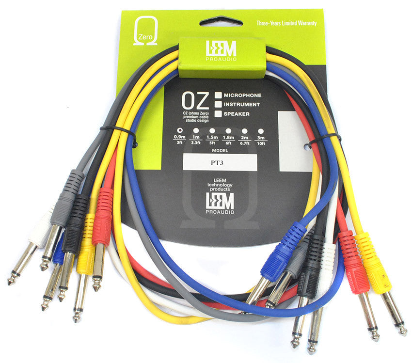 Leem 3ft FX Pedal Patch Cables 6pk (1/4