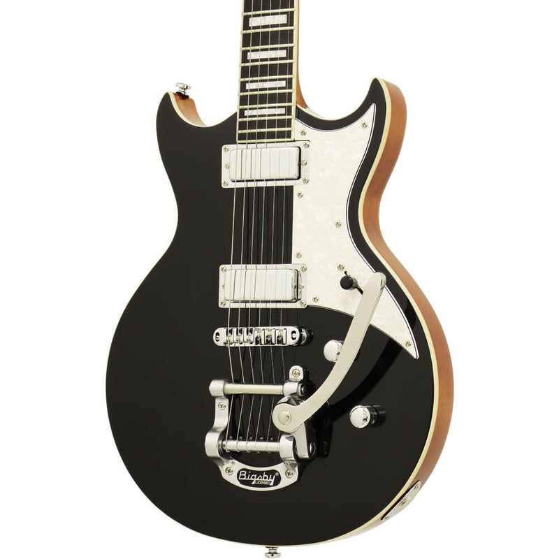 Aria 212-MK2 Bowery Semi-Hollow Electric Guitar in Black