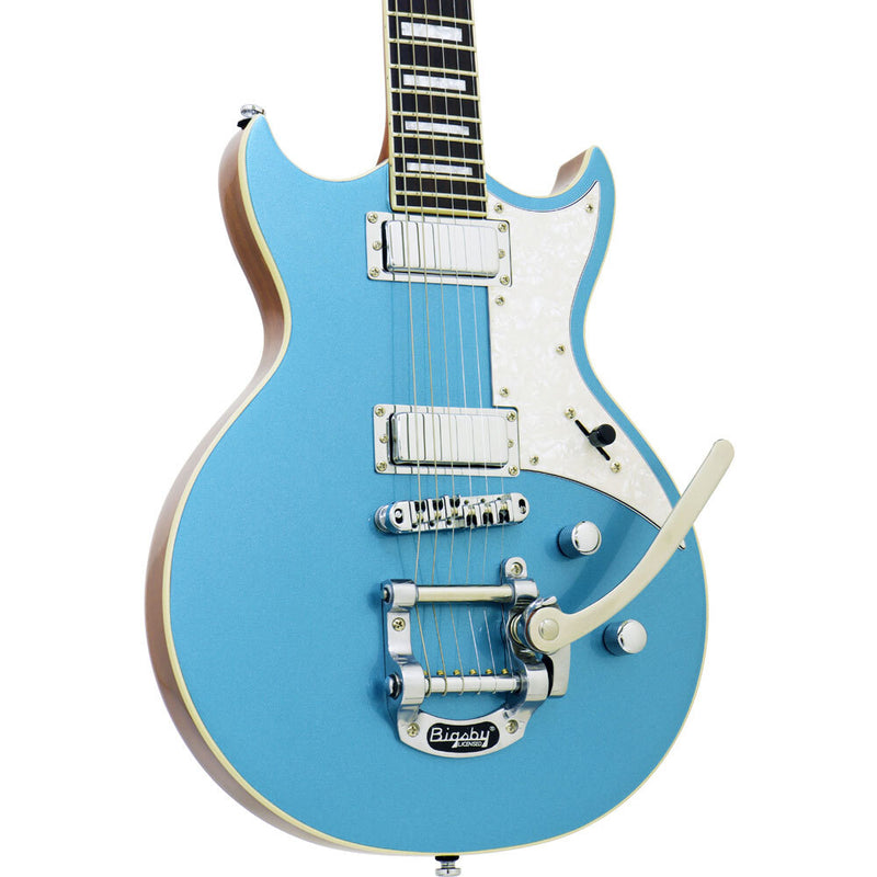 Aria 212-MK2 Bowery Semi-Hollow Electric Guitar in Phantom Blue