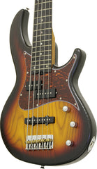Aria 313MK2 Detroit Series 5-String Electric Bass Guitar in Open-Pore Sunburst Finish