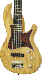 Aria 313MK2 Detroit Series 5-String Electric Bass Guitar in Open-Pore Natural Finish
