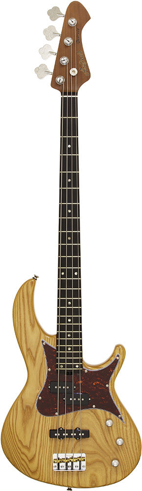 Aria 313MK2 Detroit Series 4-String Electric Bass Guitar in Open-Pore Natural Finish