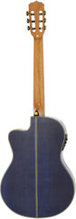 Aria A48 Series AC/EL Classical/Nylon String Thin Body Guitar with Cutaway in See-Thru Blue