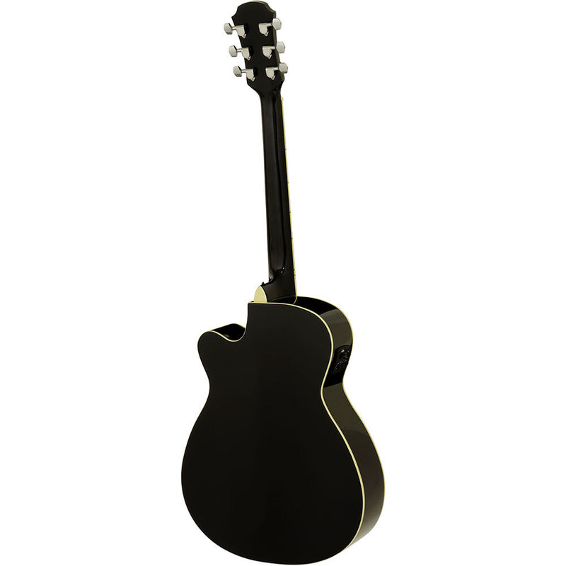 Aria AFN-15 Prodigy Series AC/EL Folk Body Guitar with Cutaway in Black Gloss