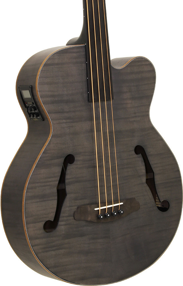 Aria FEB-F2/FL Elecord Series Fretless AC/EL Bass Guitar in Stained Black