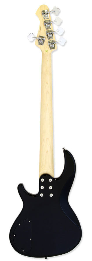 Aria RSB Series Pro-II 5-String Electric Bass Guitar in Black with Gold Pickguard