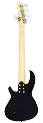 Aria RSB Series Pro-II 5-String Electric Bass Guitar in Black with Gold Pickguard