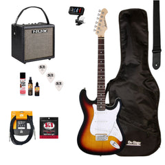 Aria/NU-X Deluxe Electric Guitar Pack in 3-Tone Sunburst w/Nu-X Mighty8 Portable Guitar Amp