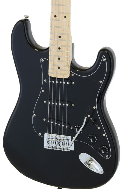 Aria Pro II STG-Series Electric Guitar in Black with Black Pickguard