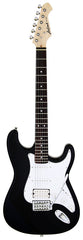 Aria STG-004 Series Electric Guitar in Black with White Pickguard