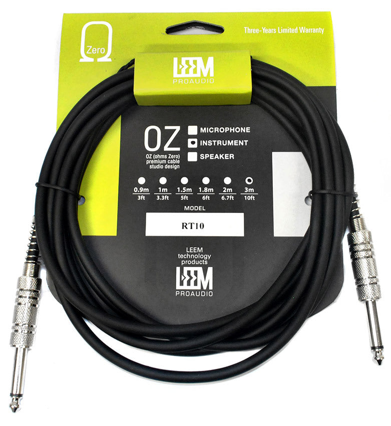 Leem 10ft Instrument Cable (1/4" Straight Plug - 1/4" Straight Plug)