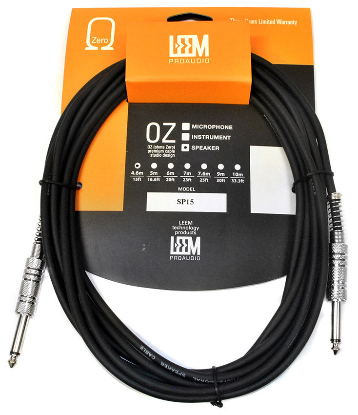 Leem 15ft Speaker Cable (1/4" Straight TS - 1/4" Straight TS)