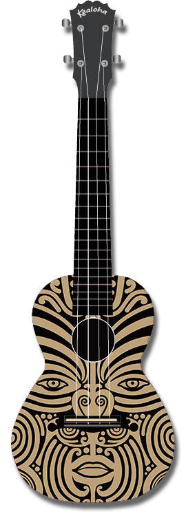 Kealoha "Face Art" Design Concert Ukulele with Black ABS Resin Body