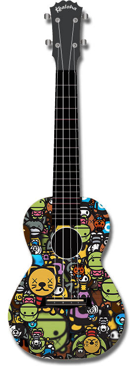 Kealoha "Cartoon Face" Design Concert Ukulele with Black ABS Resin Body