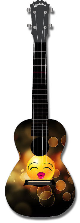Kealoha "Lipstick Smiley" Design Concert Ukulele with Black ABS Resin Body