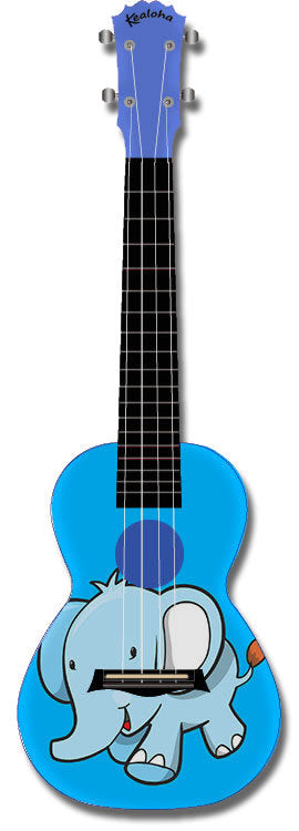 Kealoha "Blue Elephant" Design Concert Ukulele with Blue ABS Resin Body