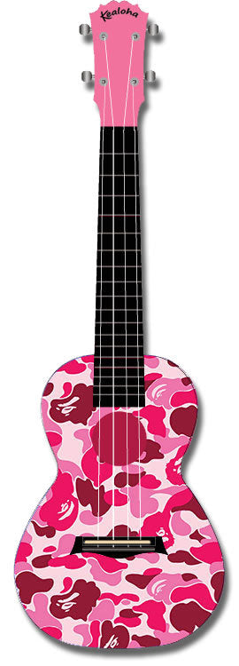 Kealoha "Pink Camo Petals" Design Concert Ukulele with Pink ABS Resin Body