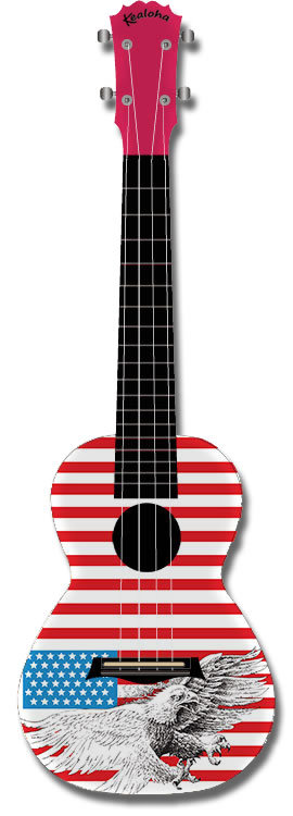 Kealoha "American Eagle" Design Concert Ukulele with Red ABS Resin Body