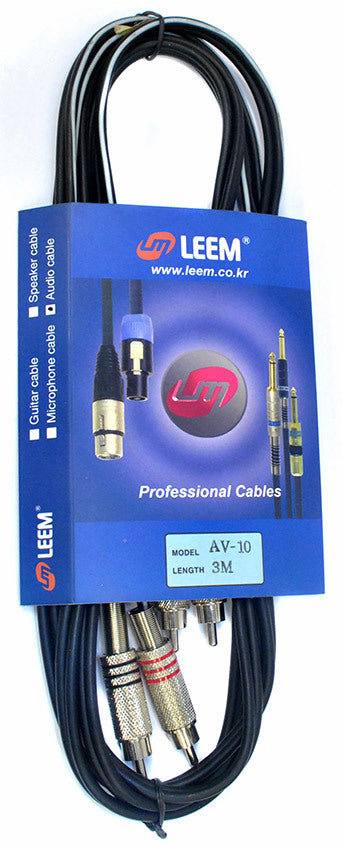 Leem 10ft Interconnect Cable (2 x Metal RCA Jack Plugs - 2 x Metal RCA Jack Plugs)