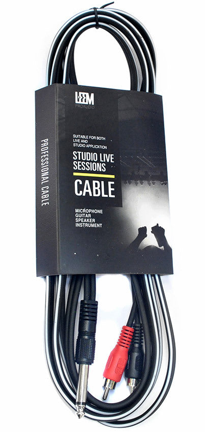 Leem 10ft Y-Cable (1/4" Straight TS - 2 x RCA Plugs)