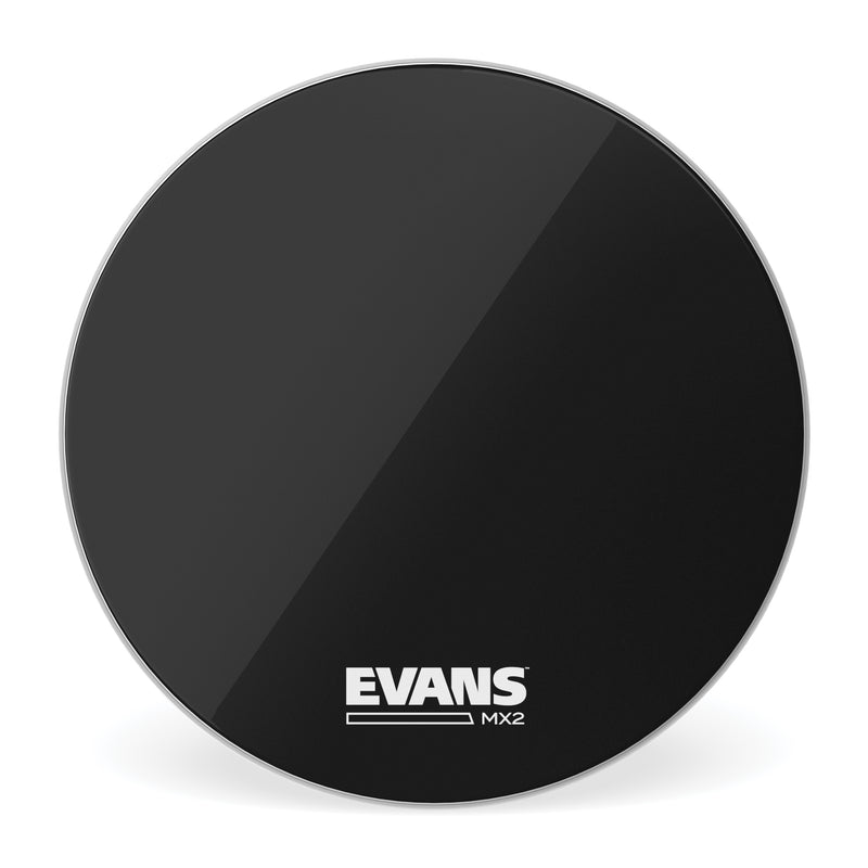 EVANS MX2 Black Marching Bass Drum Head, 22 Inch