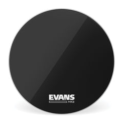 EVANS MX2 Black Marching Bass Drum Head, 22 Inch