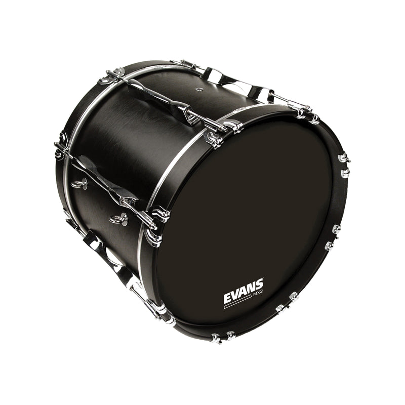 EVANS MX2 Black Marching Bass Drum Head, 22 Inch