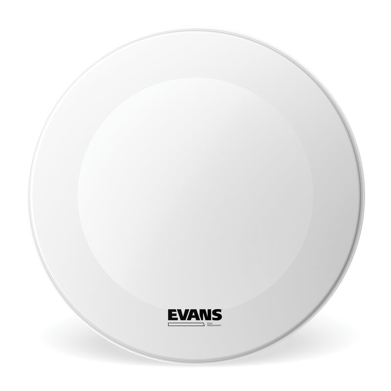 EVANS EQ3 Resonant Coated White Bass Drum Head, No Port, 24 Inch