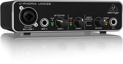 Behringer U-Phoria UMC22 Audiophile 2x2, 48kHz USB Audio Interface with MIDAS Mic Preamp