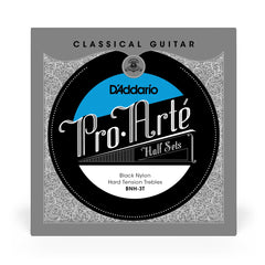 D'Addario BNH-3T Pro-Arte Black Nylon Classical Guitar Half Set, Hard Tension