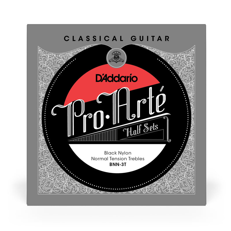 D'Addario BNN-3T Pro-Arte Black Nylon Classical Guitar Half Set, Normal Tension