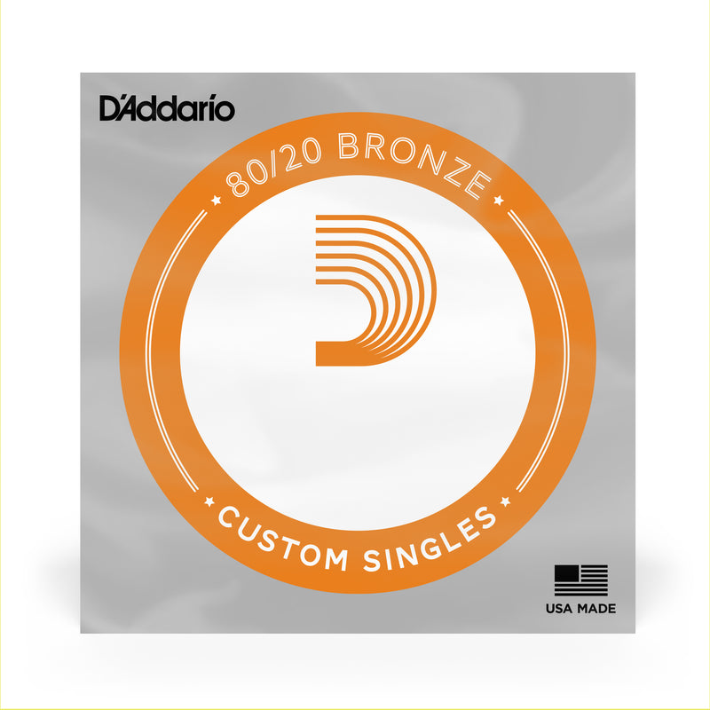 D'Addario BW020 Bronze Wound Acoustic Guitar Single String, .020