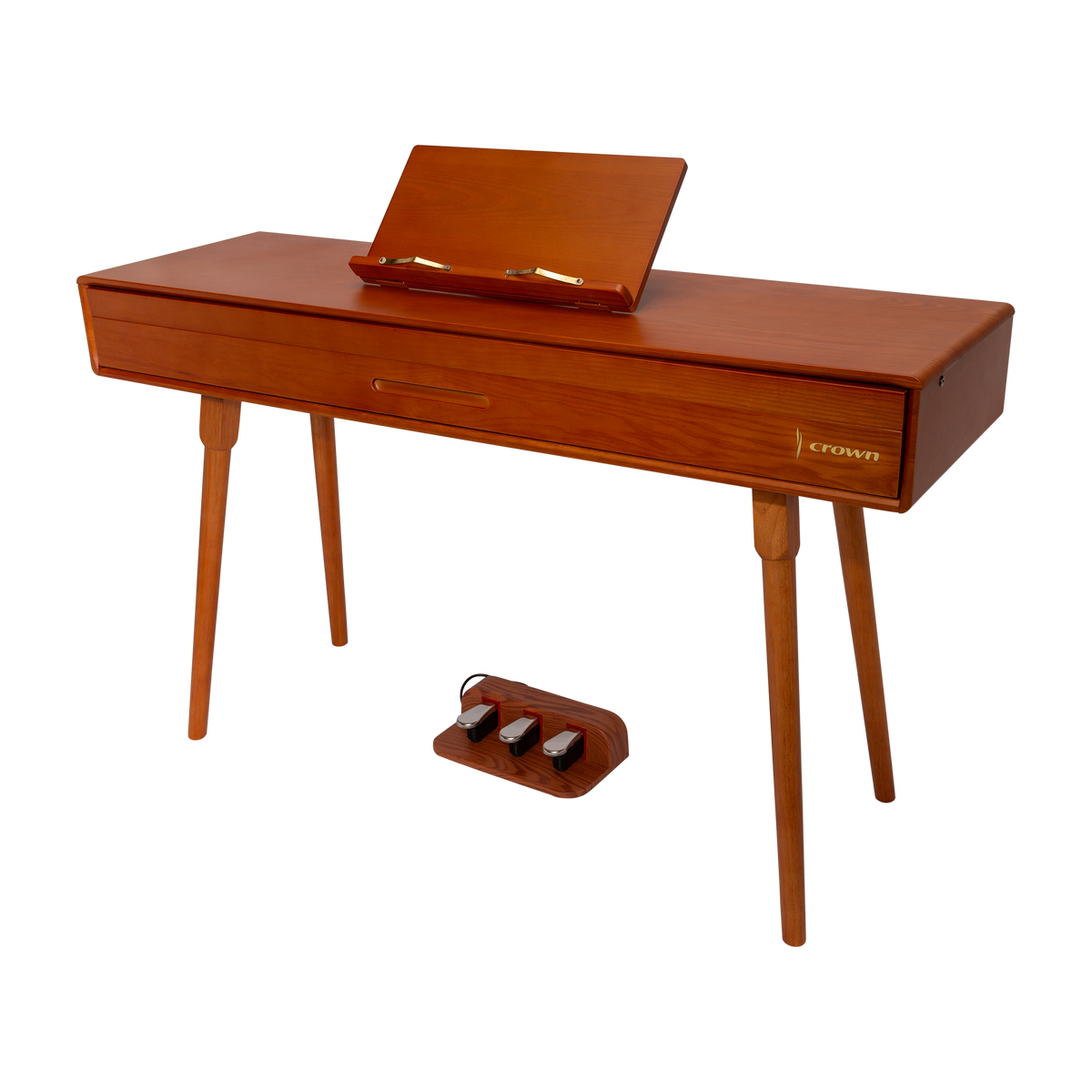 Crown CMDP-909 Upright Hideaway Digital Piano (Solid Walnut)
