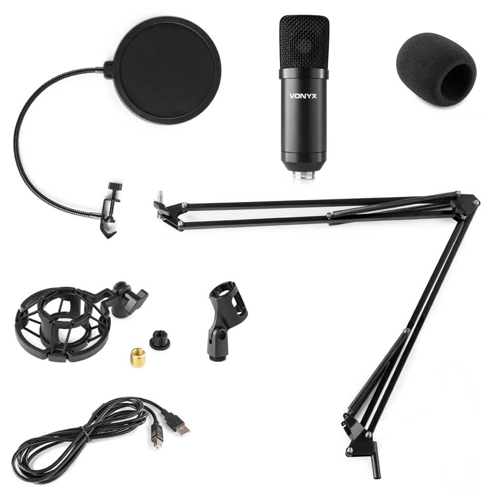 Vonyx CMS300B USB Studio Microphone Set Black