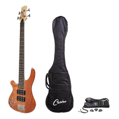 Casino '24 Series' Left Handed Mahogany Tune-Style Electric Bass Guitar Set (Natural Gloss)