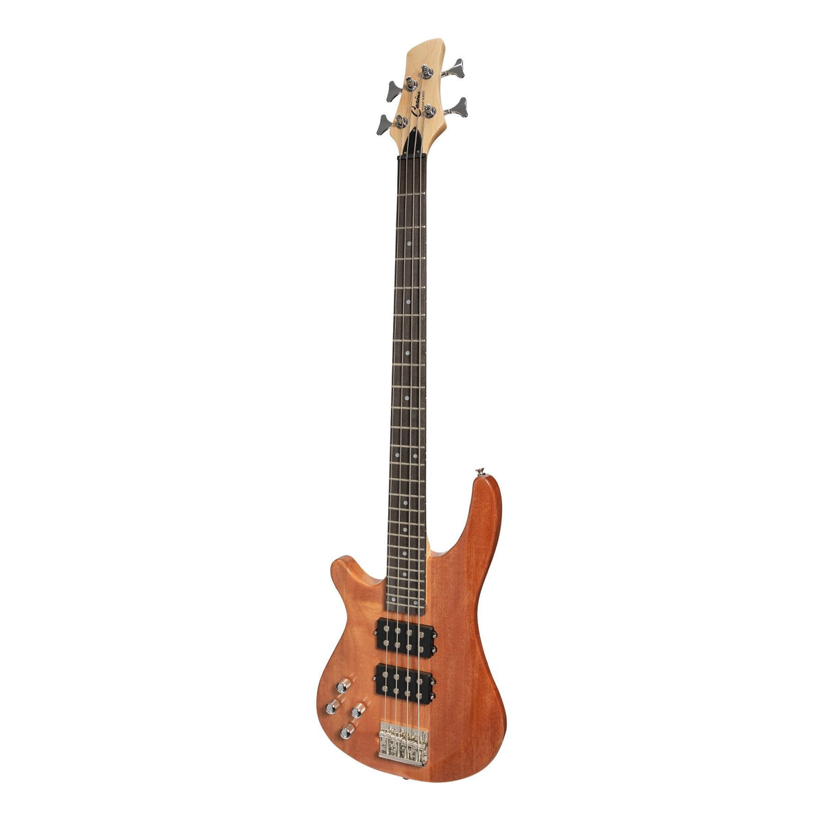Casino '24 Series' Left Handed Mahogany Tune-Style Electric Bass Guitar and 15 Watt Amplifier Pack (Natural Gloss)